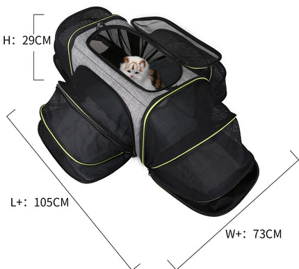 Sac de transport chat avec aérations extensibles