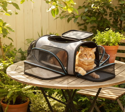 Sac de transport chat avec aérations extensibles