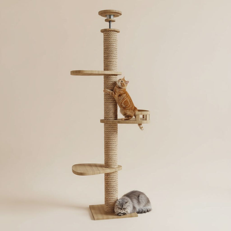 Arbre modulable pour chats avec plateformes et espaces d'observation