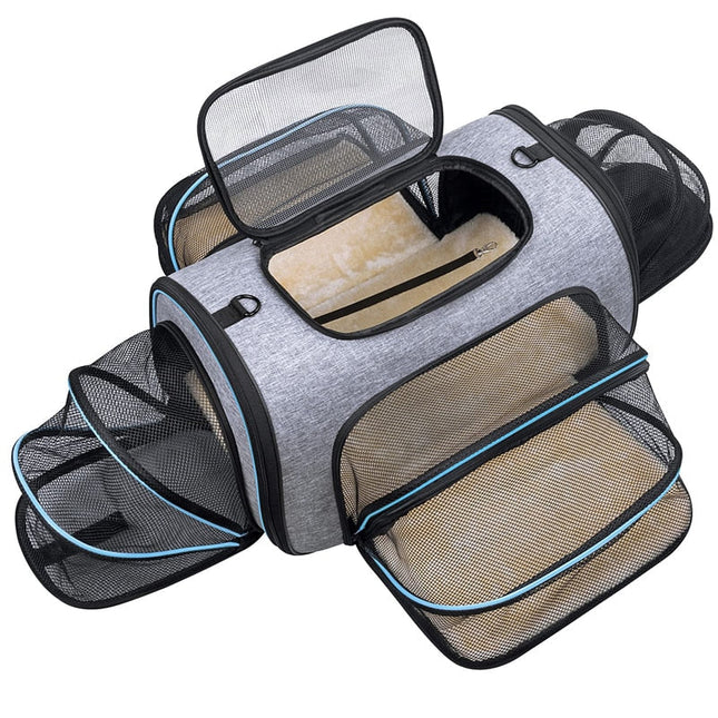 Sac de transport chat avec aérations extensibles